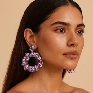 BaubleBar Sequin Pink and Lilac Beaded Earrings